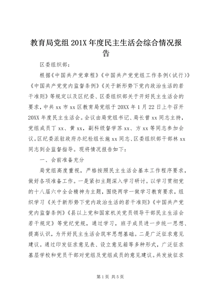 教育局党组201X年度民主生活会综合情况报告.docx