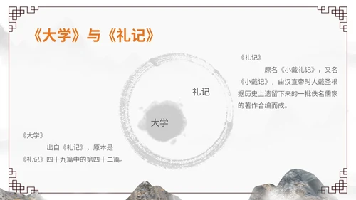 橙灰色水墨风中国风古风国学经典诵读大学水墨PPT课件