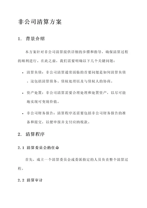 非公司清算方案