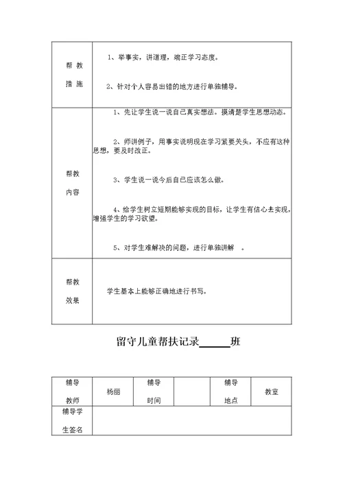 小学留守儿童帮扶记录表(共24页)