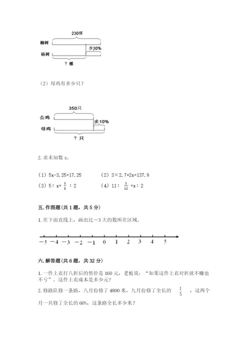 铜陵县六年级下册数学期末测试卷（精练）.docx