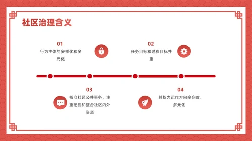 红色插画风社区治理课件