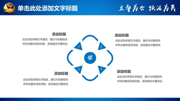 蓝色公安局警察交警队特警派出所民警PPT