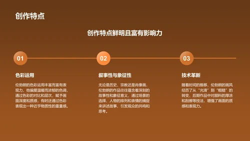 橙色复古风伦勃朗·哈尔曼松·凡·莱因——荷兰最伟大的画家PPT模板
