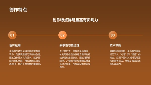 橙色复古风伦勃朗·哈尔曼松·凡·莱因——荷兰最伟大的画家PPT模板