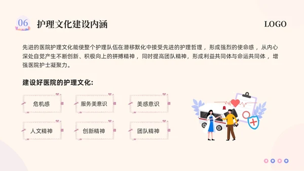 粉紫插画护理团队与文化建设PPT模板宣传PPT动态PPT团团队建设