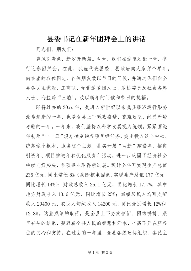 县委书记在新年团拜会上的讲话.docx