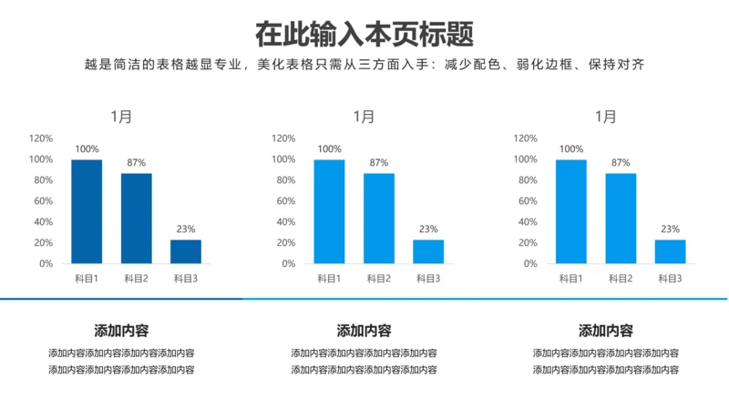 PPT柱状图蓝色简约风