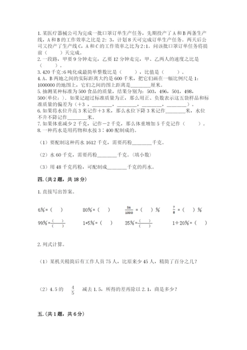 苏教版六年级数学下学期期末测试题附答案（综合题）.docx