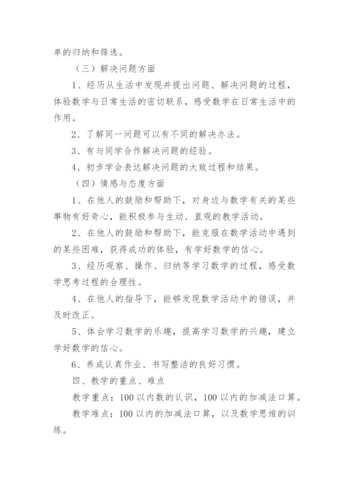 一年级数学教学总结.docx