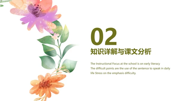 白色小清新花卉教学PPT模板