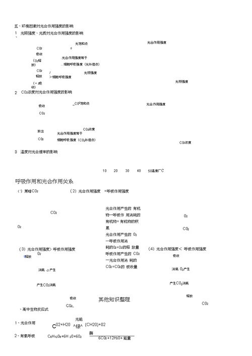 高中生物必修1第五章重点知识整理(呼吸作用、光合作用)