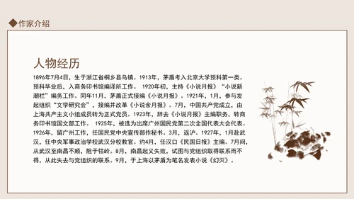 著名作家茅盾先生事迹学习PPT课件