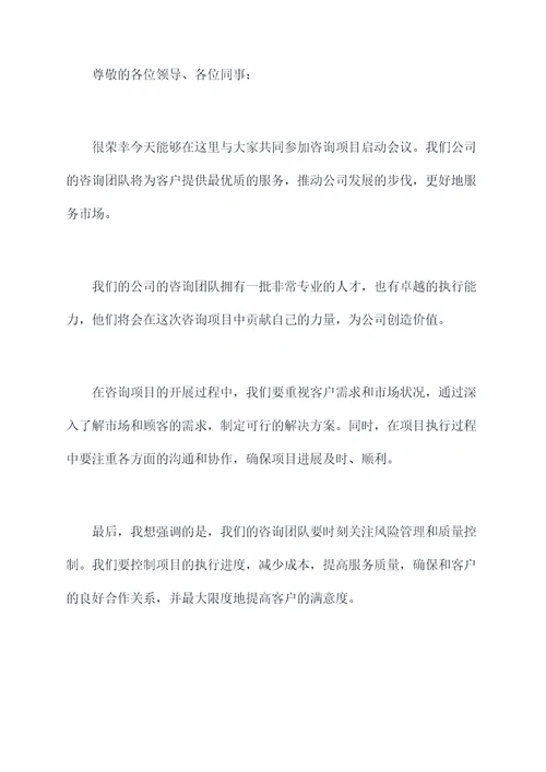 咨询项目启动会讲话稿