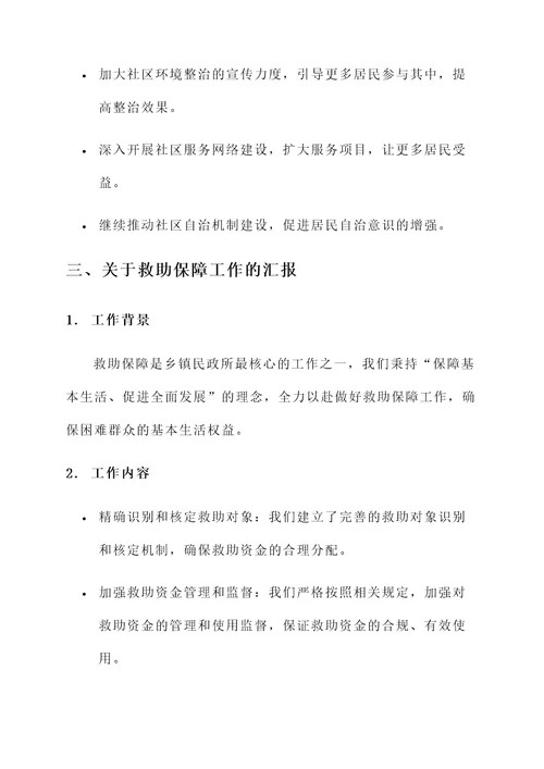 乡镇民政所工作汇报