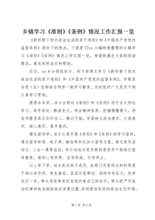 乡镇学习《准则》《条例》情况工作汇报一览.docx