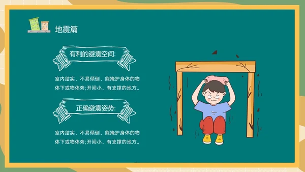 防震减灾绿色清新黑板风卡通儿童512全国防灾减灾日汶川地震十五周年