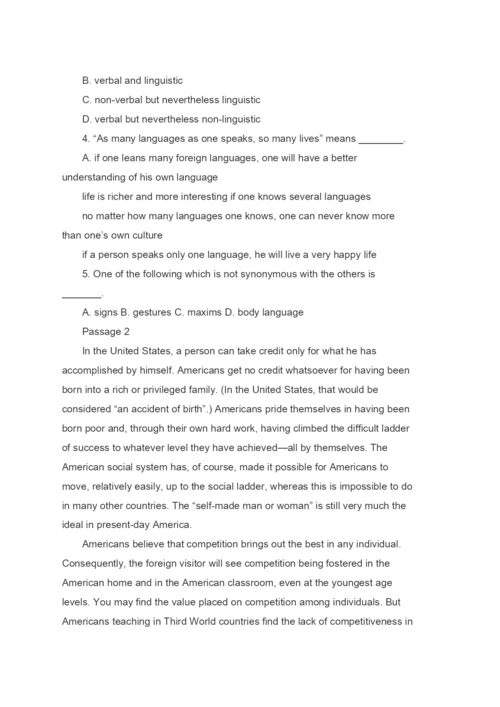 2023年山东成人学士学位英语考试试题及答案.docx