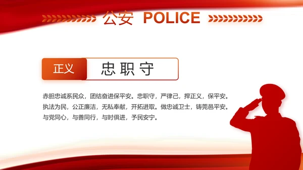 红色大气公安警察工作汇报PPT动态模板