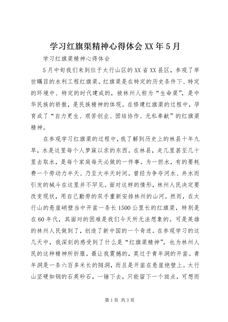 学习红旗渠精神心得体会XX年5月最新精编.docx