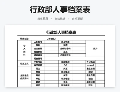 行政部人事档案表