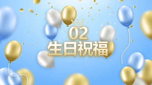 蓝色生日快乐生日派对纪念册电子相册动态PPT