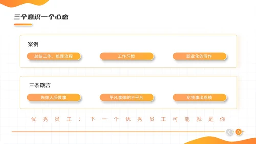 橙色简约插画风超人优秀员工经验分享商务动态PPT