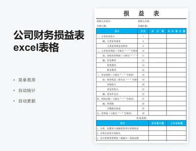 公司财务损益表excel表格模板