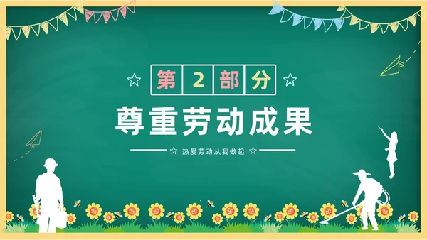 卡通清新黑板风中小学劳动教育热爱劳动从我做起主题班会PPT
