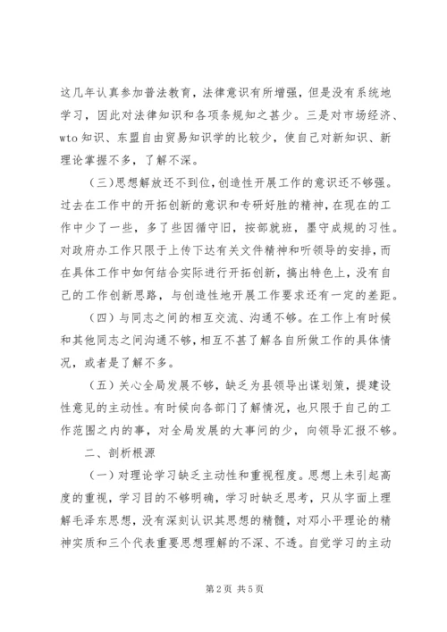 政府办秘书“创先争优”活动个人党性分析材料.docx