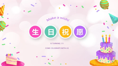 粉色生日快乐电子相册动态PPT模板