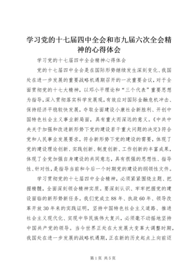 学习党的十七届四中全会和市九届六次全会精神的心得体会 (4).docx