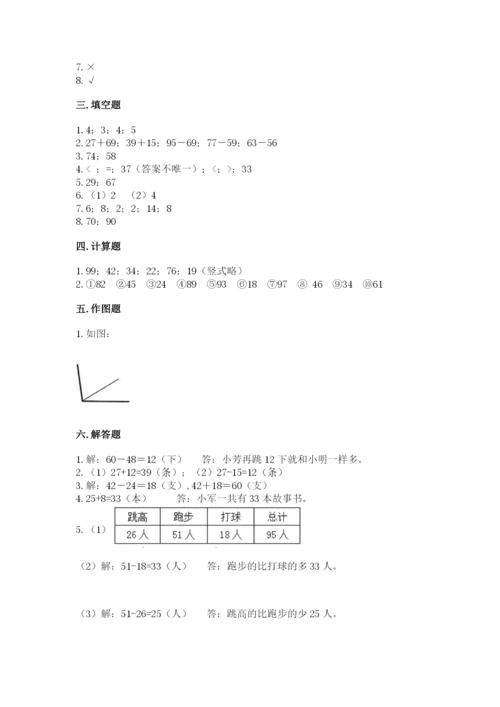 人教版二年级上册数学期中测试卷（全优）word版.docx