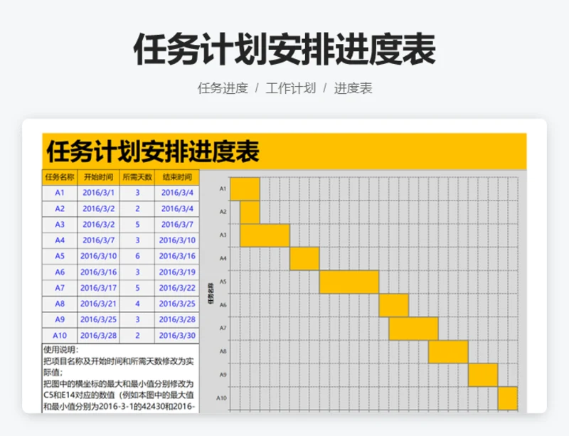 任务计划安排进度表