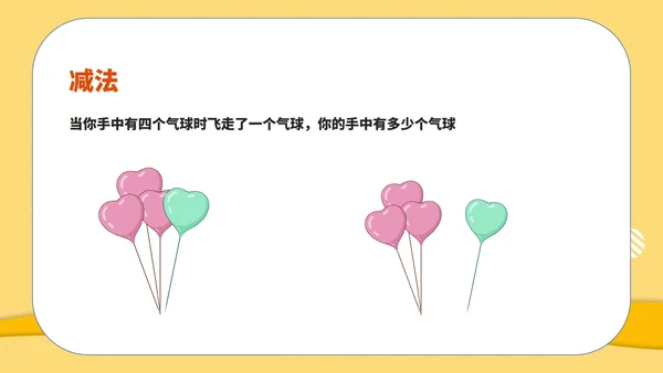 黄色扁平风一年级数学1-5的加减课件PPT模板