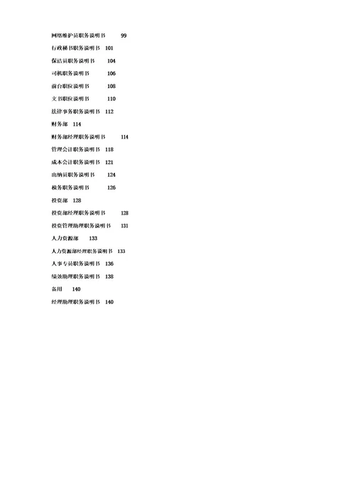 国内某企业职位说明书大全