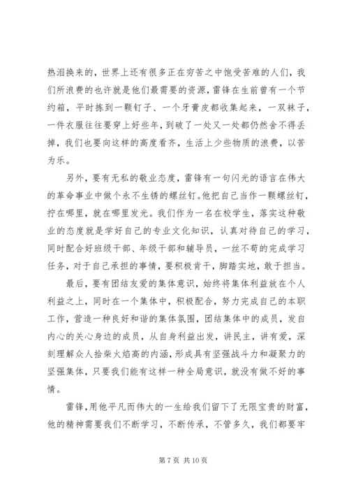 第一篇：学雷锋思想汇报.docx