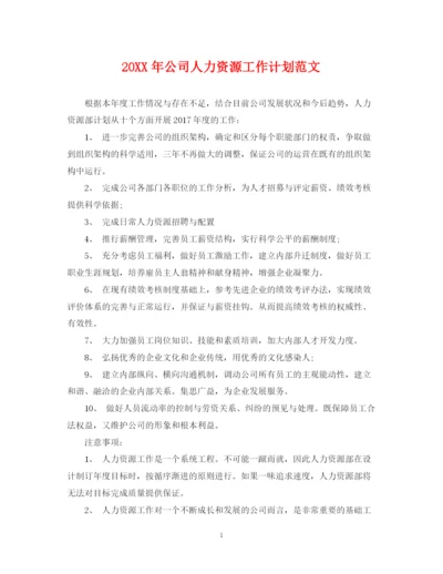 精编之公司人力资源工作计划范文.docx