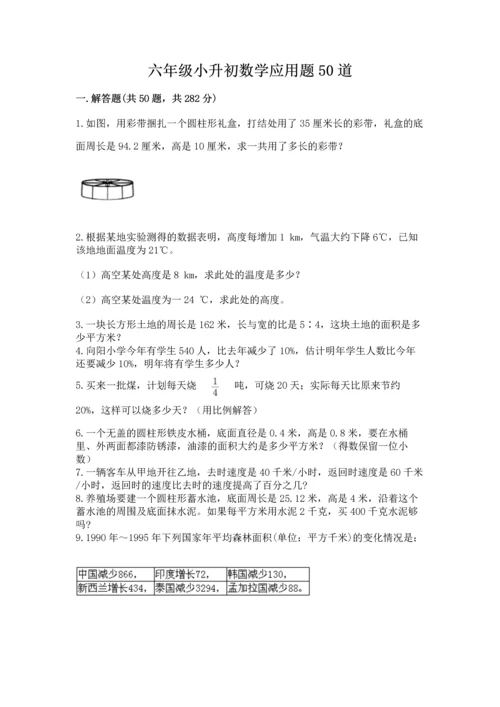 六年级小升初数学应用题50道含答案【巩固】.docx