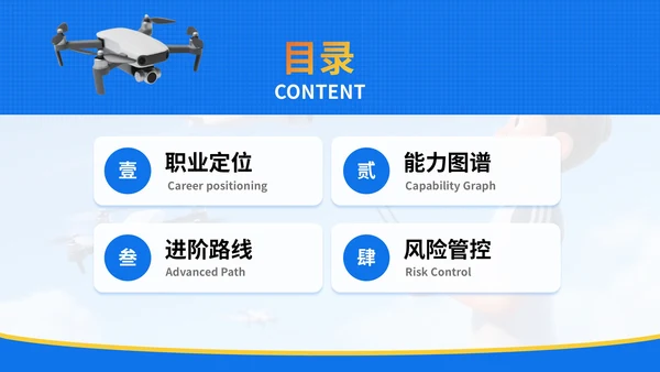 蓝色3D风职业生涯规划无人机