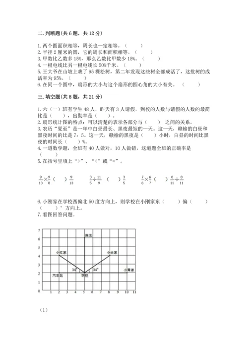 人教版六年级上册数学期末检测卷加答案下载.docx