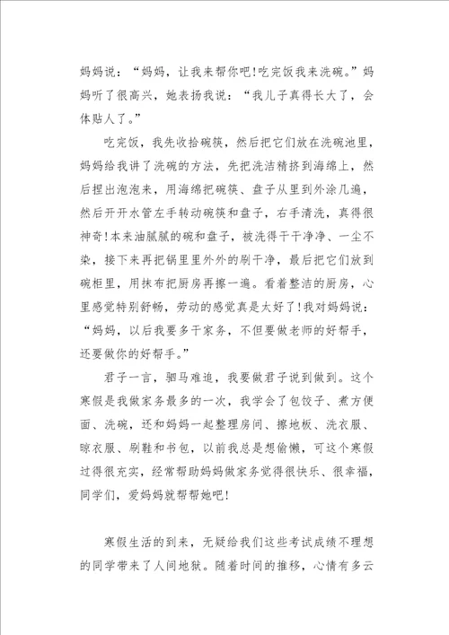 初三作文周记我快乐的寒假3000字