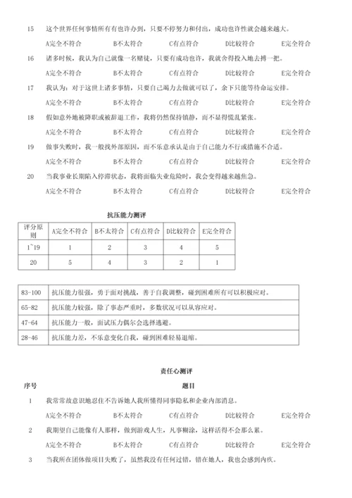 2023年岗位胜任力模型评估测试题库.docx