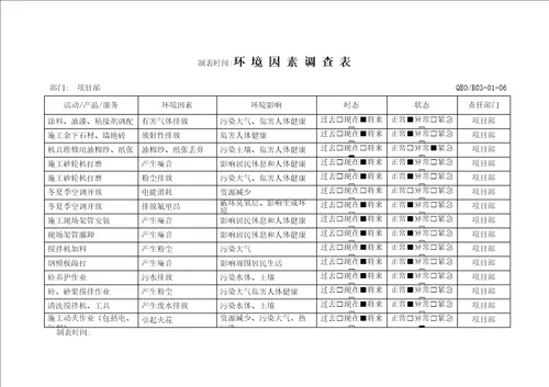 环境因素调查表已填内容