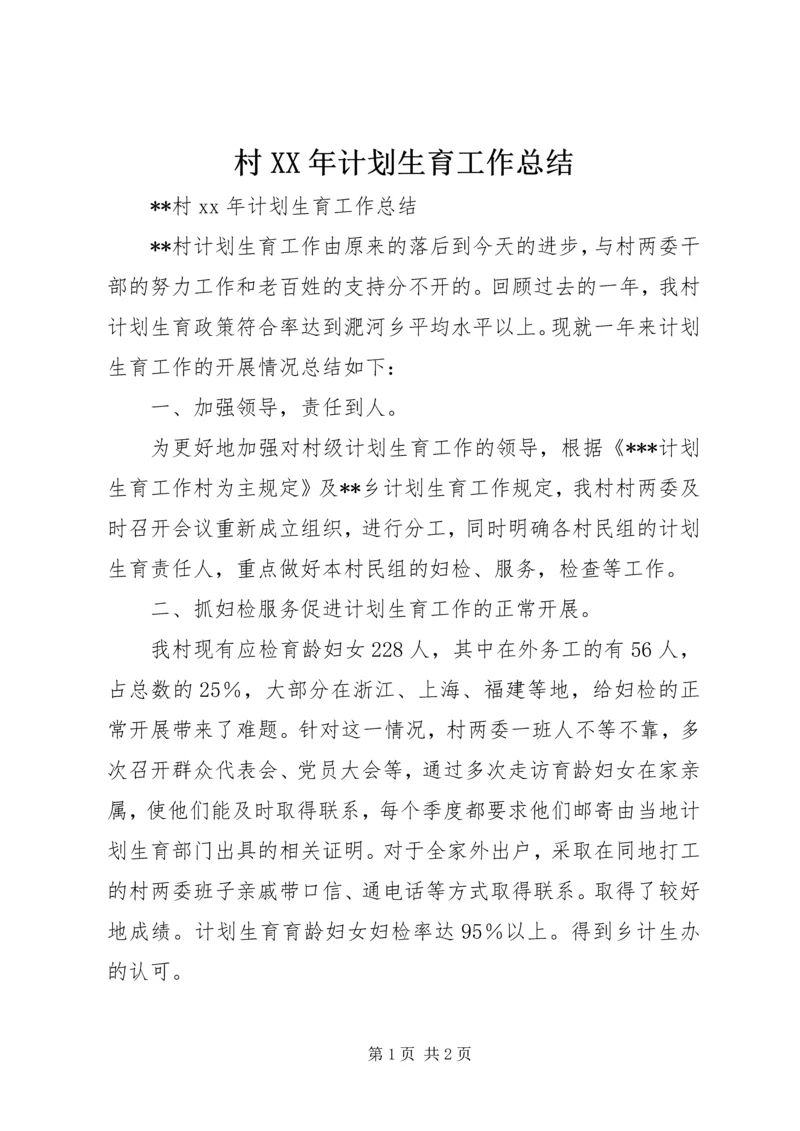 村XX年计划生育工作总结 (5).docx