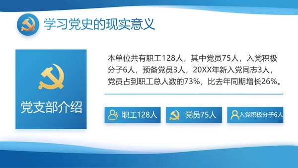 蓝色大气党建党支部年终工作总结PPT