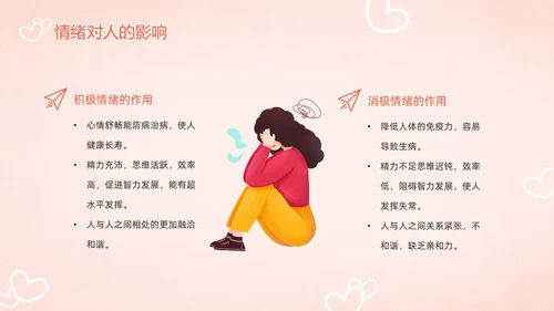 粉色暖色扁平卡通插画心理健康主题班会动态PPT