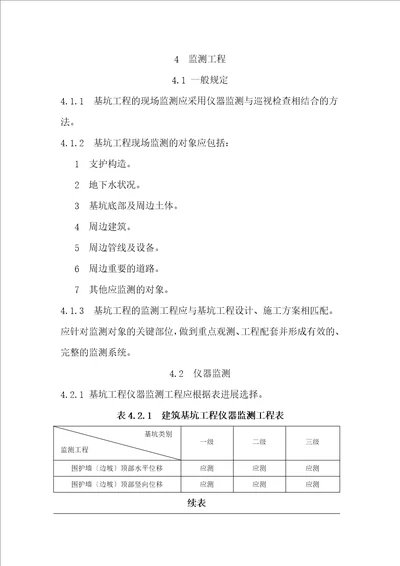 建筑基坑工程监测技术规范