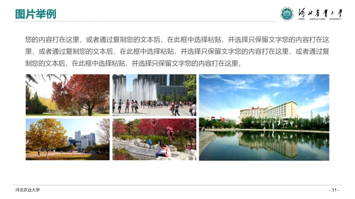 河北农业大学专属学术汇报毕业答辩通用PPT模板