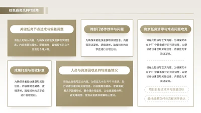棕色商务风5项矩阵PPT单页
